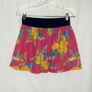 Hollister Pink Floral Hibiscus Aloha Tropical Hawaiian Miniskirt Size M